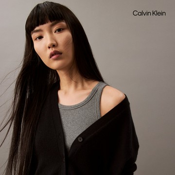 【Calvin Klein】 CK 山羊絨開襟外套_黑色