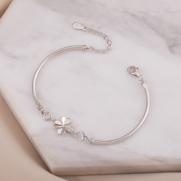 [925純銀]MARIGOLD落花飛舞幸運草手環【KMD179】-銀