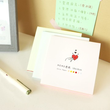 素色MEMO色紙-10x10cm (6圖) SW-110 MEMO紙 色紙 便條紙 便條本