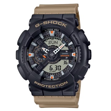 CASIO卡西歐 G-SHOCK 雙色調 經典雙顯電子錶  黑X棕 GA-110TU-1A5_51.2mm
