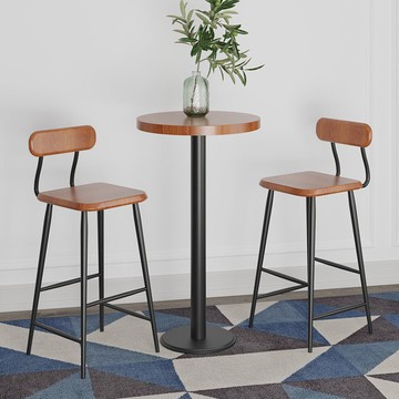 北歐吧臺椅實木現代簡約家用網紅靠背高腳凳子創意酒吧前臺椅餐椅