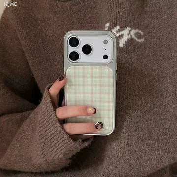 滴膠清新溫柔格紋ins風適用蘋果17pro女iPhone16/15/14/13/12/11手機殼