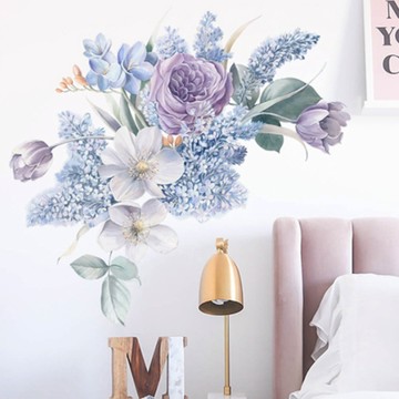 WA. WALL ART 防水PVC無痕設計壁貼 FX-D84  90 x 30cm  芙蓉花朵 多色