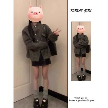 灰色小香風毛呢外套女秋冬季高級感圓領單排扣加厚保暖呢子大衣潮