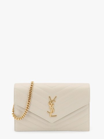 Matelassã© leather wallet with shoulder strap and frontal monogram - SAINT LAURENT - gender_Woman