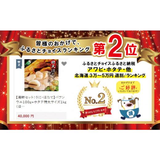 ふるさと納税 北海道 別海町 バフンウニ１００g ホタテ特大サイズ１kg （ほたて ホタテ 帆立 貝…