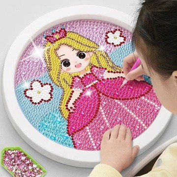 🌸賣家嚴選🌸兒童女孩卡通磚石玩具 幼兒園diy 水晶手工粘貼 鑽石貼畫 鑽石畫 兒童手作 手工藝 儿童六一节日礼物