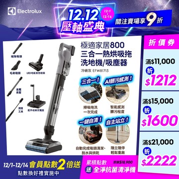 Electrolux 伊萊克斯 極適家居800 三合一熱烘吸拖洗地機 (冷峽灰) EFW81713