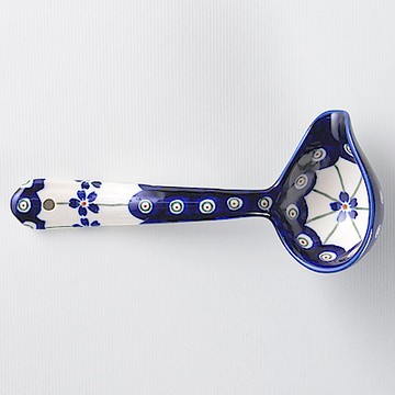 波蘭陶 藏青小卉系列 尖嘴醬汁湯勺 17cm 波蘭手工製