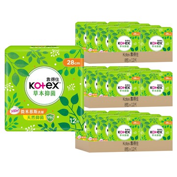 Kotex 靠得住 草本抑菌衛生棉  28cm  12片  24包
