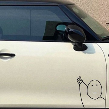 日系車貼💫 搞怪小人卡通車貼MINI簡約搞笑創意個性車門裝飾笑臉塗鴉防水車貼 汽車装饰贴