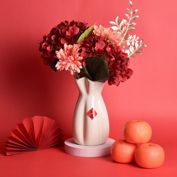 開運繡球仿真花藝花瓶組 春節 過年 裝飾 開幕禮 尾牙