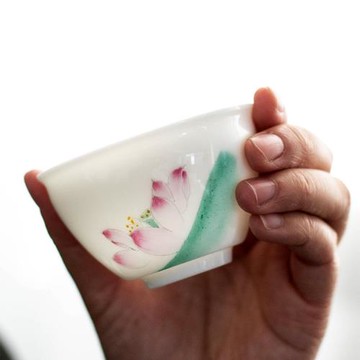 景德鎮功夫茶具陶瓷茶杯茶碗手繪粉彩主人單杯個人手工品茗聞香杯