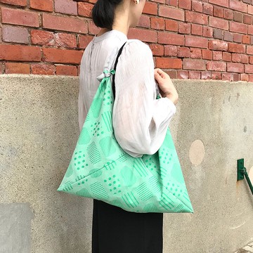 手提袋 吾妻袋 日本 播州織 綠 M / harunohi