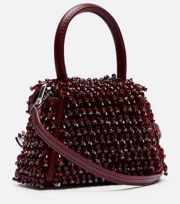 Self-Portrait Bow Micro beaded leather tote bag