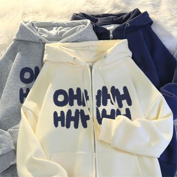 美式復古連帽衛衣女秋冬季2025新款加絨加厚oversize慵懶風外套潮