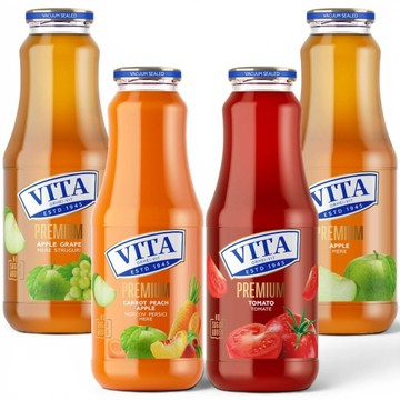 *貪吃熊* 歐洲 維塔 VITA  PREMIUM 玻璃罐 1L 蘋果汁 綜合蔬菜汁 蘋果葡萄汁 番茄汁 果汁系列