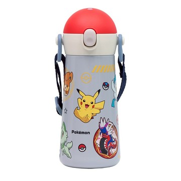 LILFANT 不鏽鋼直飲保溫水壺 雙層壁設計 一鍵開啟 肩帶  寶可夢  460ml  1個