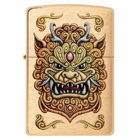 Zippo Foo Dog Design Brushed Brass Pocket Lighter並行輸入