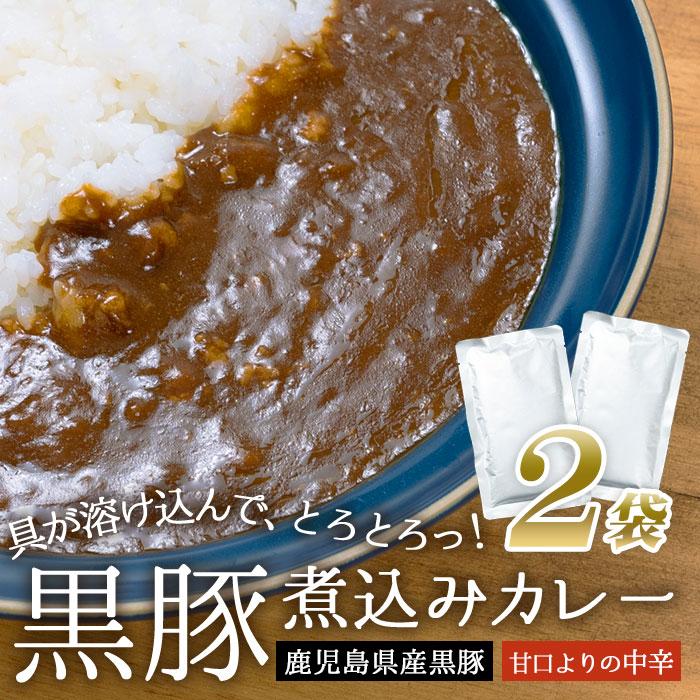 鹿児島県産 黒豚 煮込みカレー 2袋 黒豚カレー 濃厚 甘口よりの中辛 ご当地 お試し 簡単調理 常温保存 レトルト食品 惣菜 国産 180g 送料無料 ネコポス便