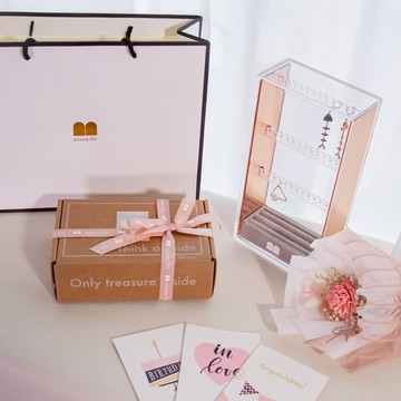 💗女友禮物首選【目喜生活Moosy Life】玫瑰金：防塵耳環飾品收納盒(美美禮物包裝款)