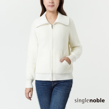 獨身貴族 簡約雪白翻領針織長袖外套(1色)
