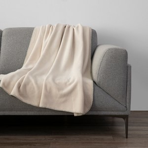 PALETTE一字型鎖邊螞蟻絨毯單人 奶油白