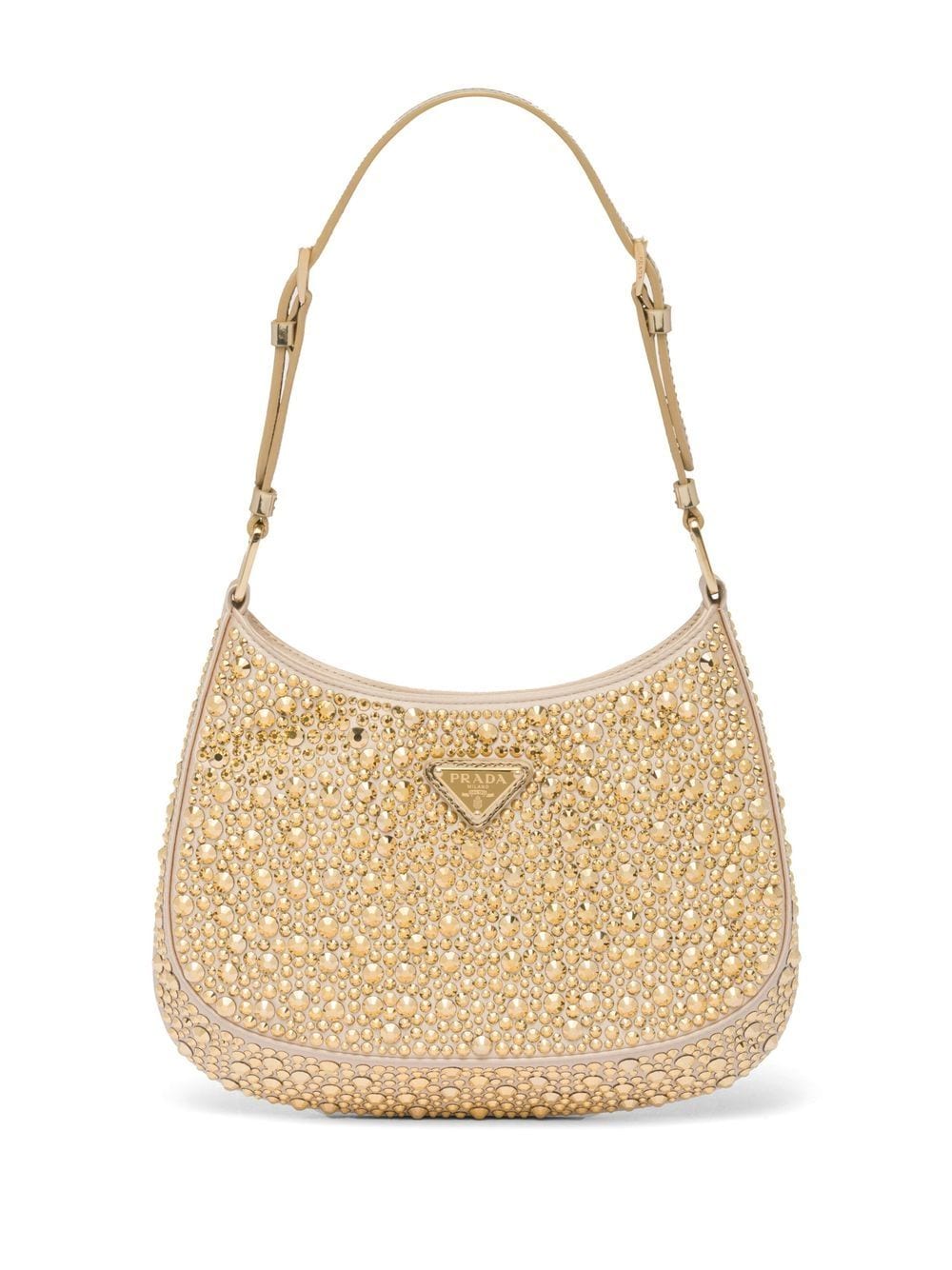 Prada - Cleo crystal-embellished shoulder bag - women - Silk/Silk Satin/Crystal/Viscose - OS - Gold