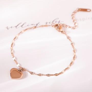 [鈦鋼]心思溫存愛心手鍊【KTL596】-玫瑰金