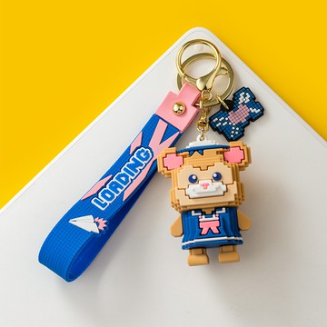 積木小熊鑰匙扣掛件創意可愛網紅ins汽車鏈鎖匙圈環情侶書包掛飾