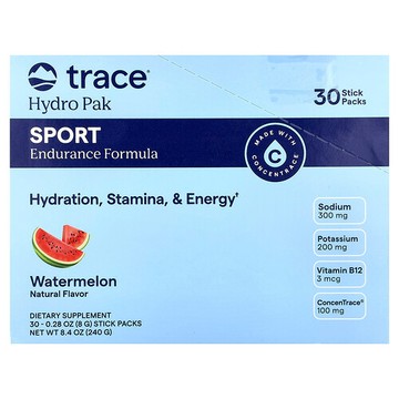Trace, Hydro Pak Sport，西瓜味，30 條，每條 0.28 盎司（8 克）。