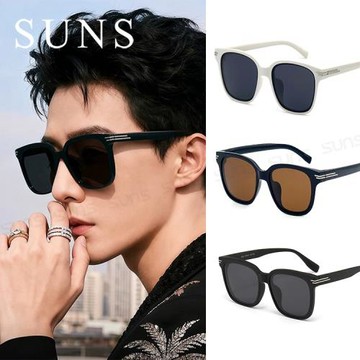【SUNS】時尚線條感方框偏光太陽眼鏡 TR90偏光墨鏡 流行明星款 大框顯小臉 防眩光 抗UV400