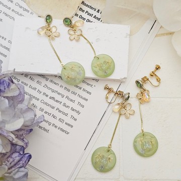 翩翩 -  夾式耳環 針式耳環 不鏽鋼防過敏