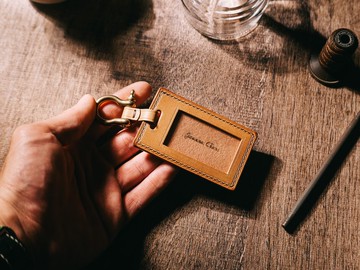 【客製化禮物】黃銅馬蹄扣皮革鑰匙圈・