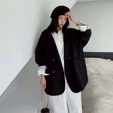 ZUCA”S - 韓版雙排扣中長款西裝外套 - D-606