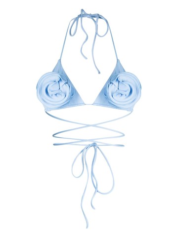 Magda Butrym - floral-appliqué bikini top - women - Polyamide/Elastane - 36 - Blue
