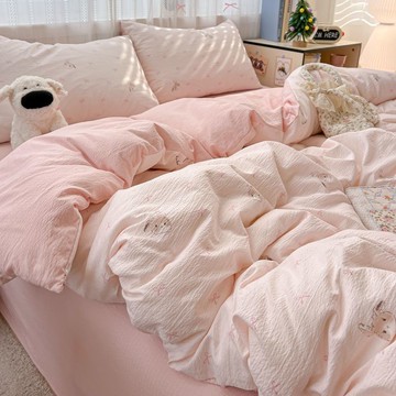 小獅子碎花A類超柔水洗棉雙層紗 被套 四件套 大學生 宿舍 三件套 床包組