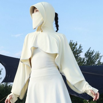 ☀️【大碼連帽冰絲披肩防曬衣】寬鬆騎車透氣戶外開車遮陽 UPF50+防紫外線 夏季時尚涼感罩衫