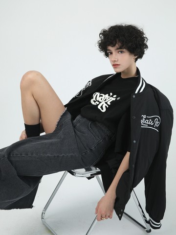 Classic Logo Varsity Jacket Black