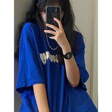 ins超火克萊因藍短袖女t恤夏韓版潮網紅學生bf寬松百搭半袖上衣服