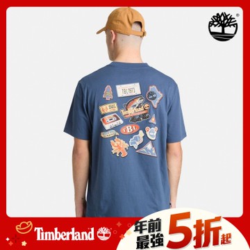 (領券再折)Timberland官方旗艦 男款藍色背面圖案T恤|A5SSFEYO