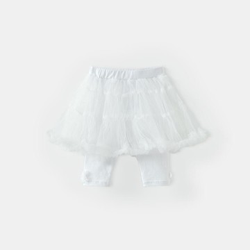 韓國 OZKIZ - 鬆緊腰網紗裙內搭褲-白