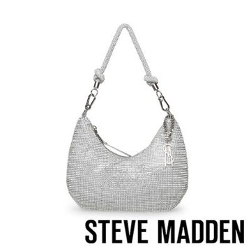 STEVE MADDEN-奢華鑽面扭結腋下包 BKAYA-銀色