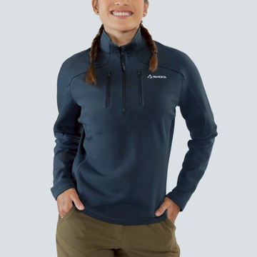 Skan 厚版彈性刷毛套頭保暖衣 女款 藏青色