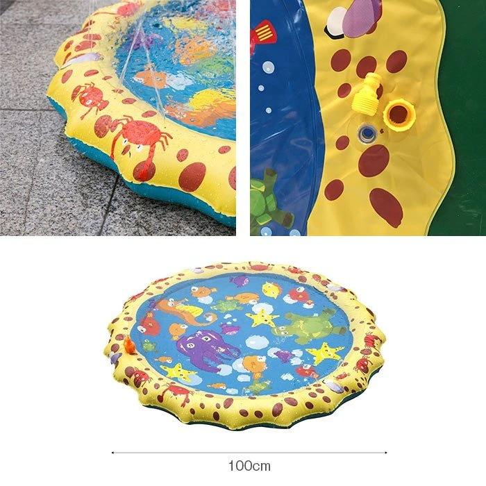 噴水マット 100cm 水遊び おもちゃ ビニールプール ウォーター プレイマット 噴水プール 大きい 子供用 芝生遊び 庭 プールマット