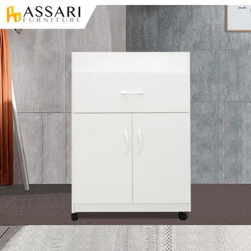 【ASSARI】防潮防蛀塑鋼緩衝雙門一抽碗盤櫃-附輪(寬64x深42x高88cm)