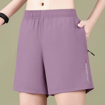 台灣出貨【衣貳山】女高品質冰涼運動短褲 口袋拉鍊 冰絲短褲 涼感親膚 夏季必備 運動短褲女 短褲女 休閒短褲 居家褲