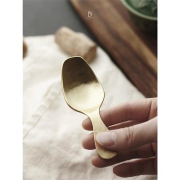 【原創好物】純銅茶勺茶鏟手工黃銅勺茶葉鏟子勺茶則錘目紋分茶勺