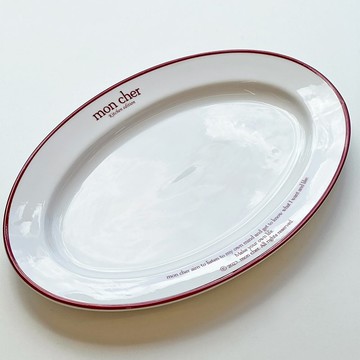 復古紅橢圓義大利麵盤 10吋
