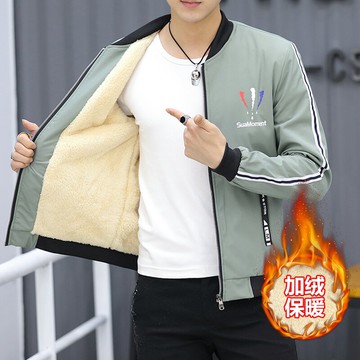 秋冬季青少年男士外套男加絨加厚夾克上衣羽絨棉學生韓版潮棉衣褂